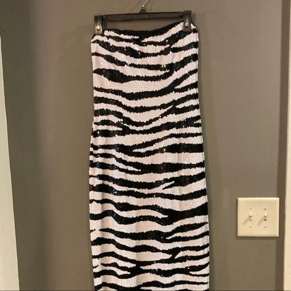 Black and White Sequin Prom Dress